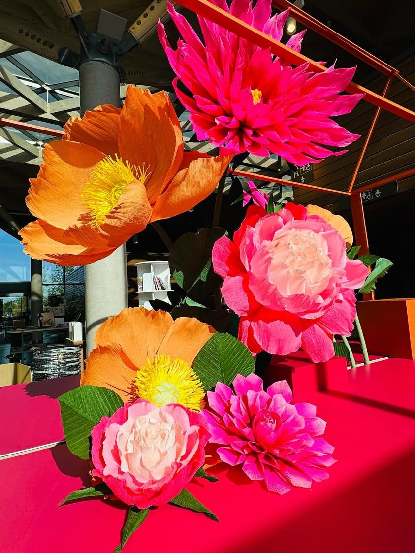 Bright crepe paper flowers for RHS