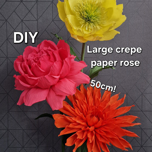 Large crepe paper rose tutorial