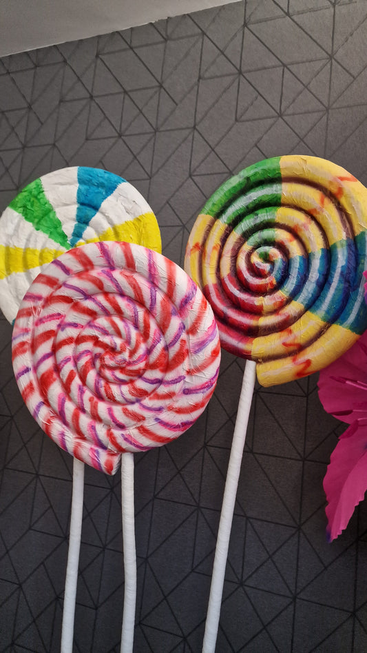 Exdisplay lollypops, handmade with paper mache